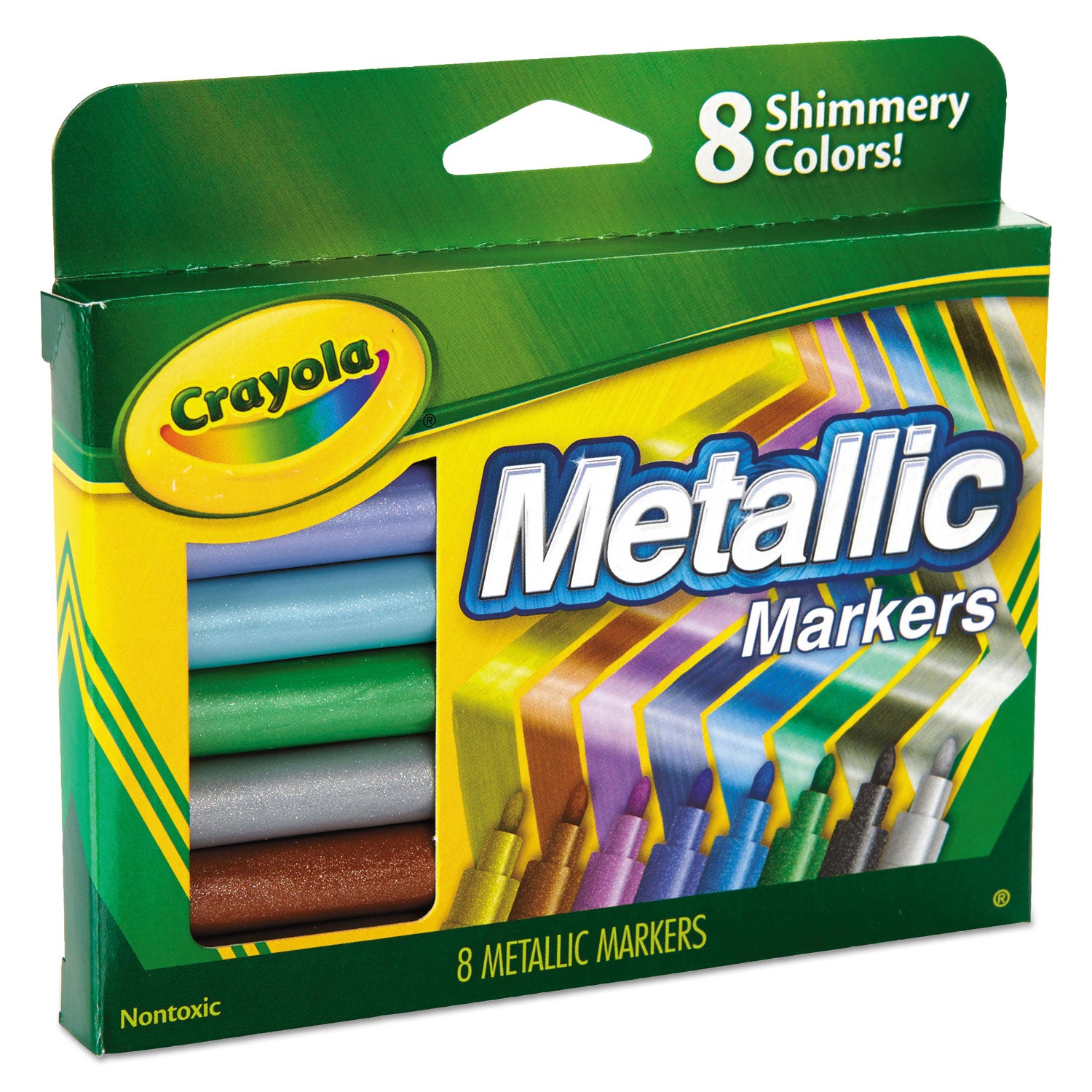 Crayola 8-Color Metallic Markers Set, Includes Cobalt Blue, Green Machine, Slick Silver, Copper Mine, Gold Ingot, Purple Steel, Black Iron, Pink Bling, 8 Markers per Set