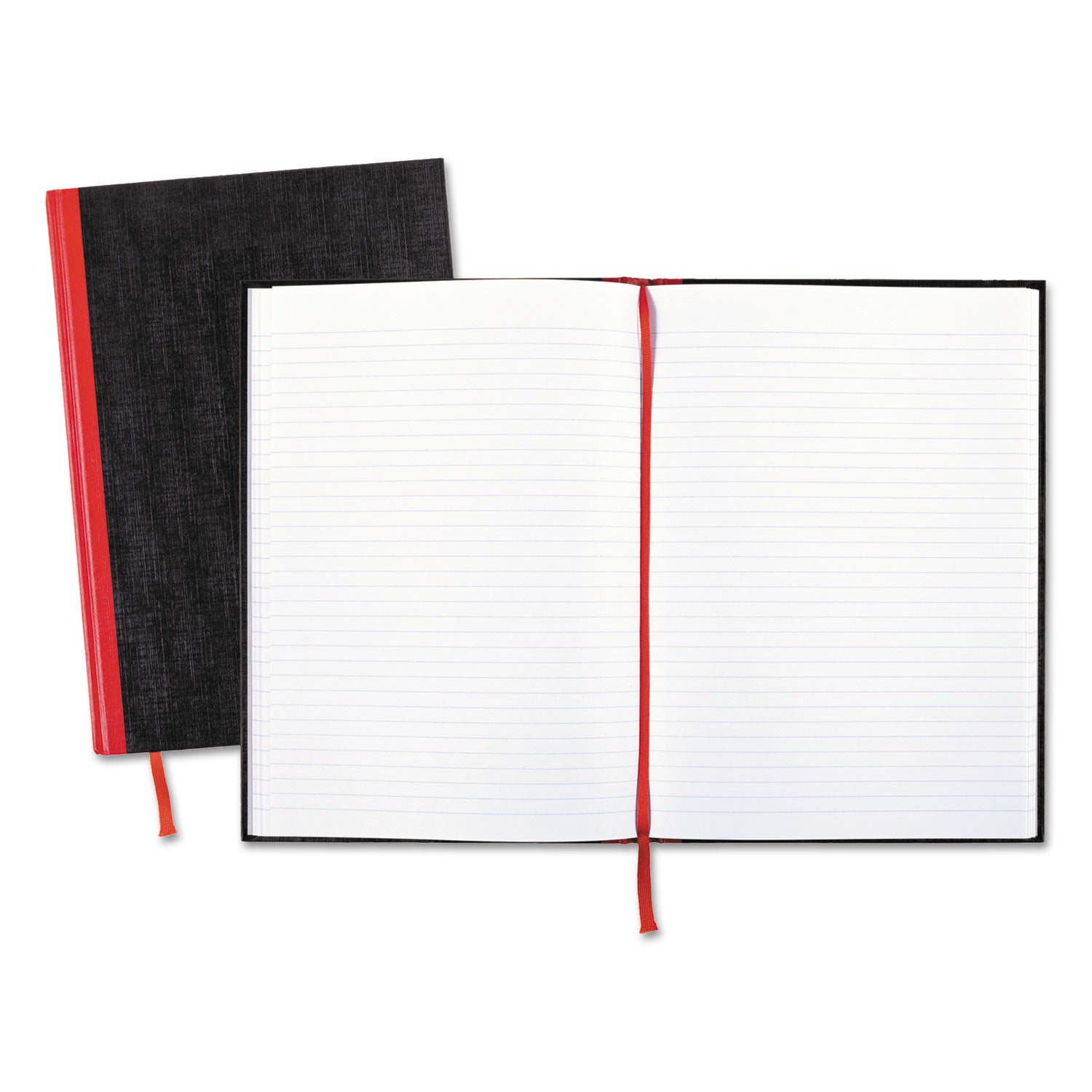 96 Sheets - Sewn - 24 lb Basis Weight - A4 - 8 1/4" x 11 3/4" Sheet Size - White Paper - Red Binding - Black Heavyweight Cover - Hard Cover, Ribbon Marker - 1 Each