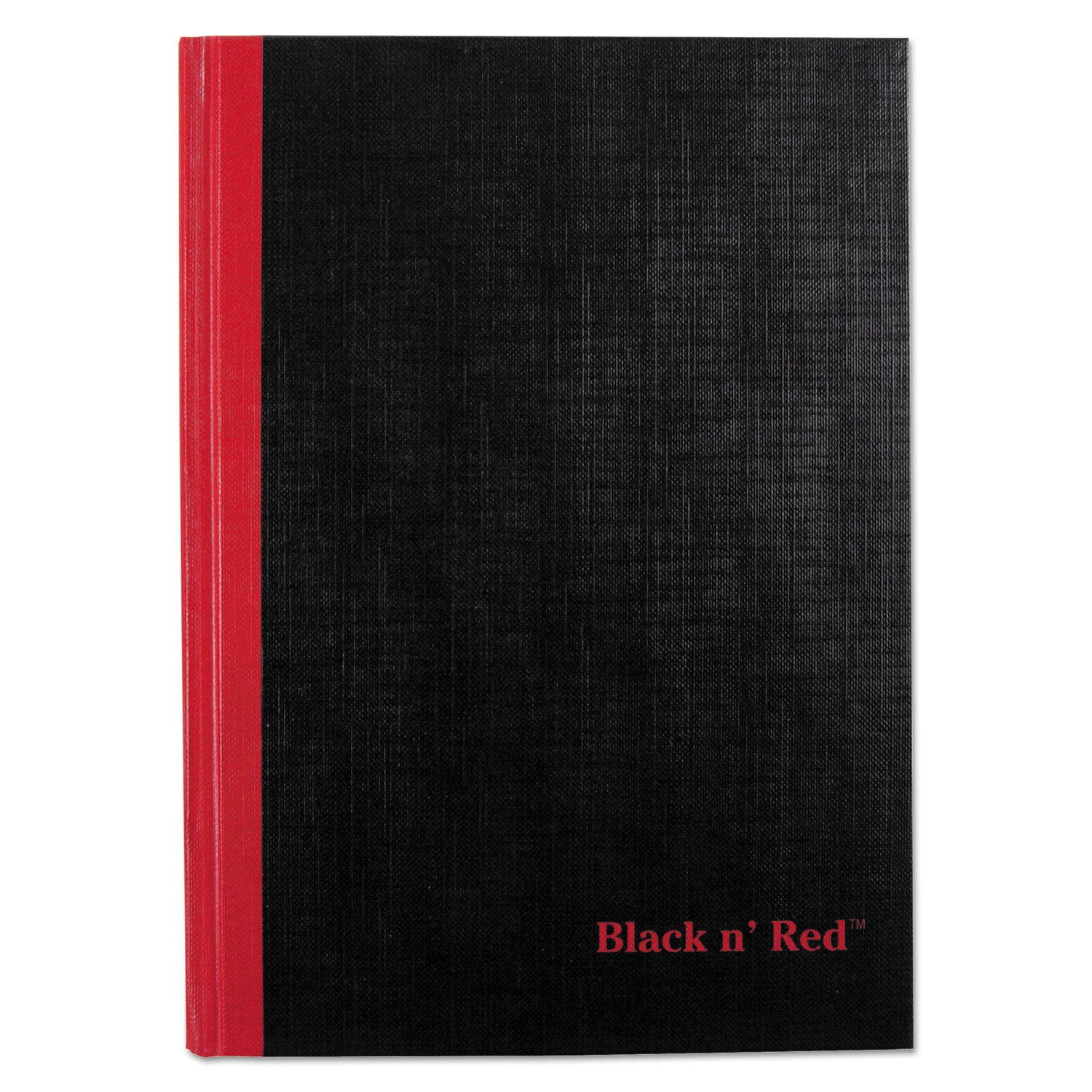 96 Sheets - Sewn - 24 lb Basis Weight - A5 - 5 5/8" x 8 1/4" Sheet Size - White Paper - Red Binding - Black Cover - Ribbon Marker, Hard Cover - 1 Each