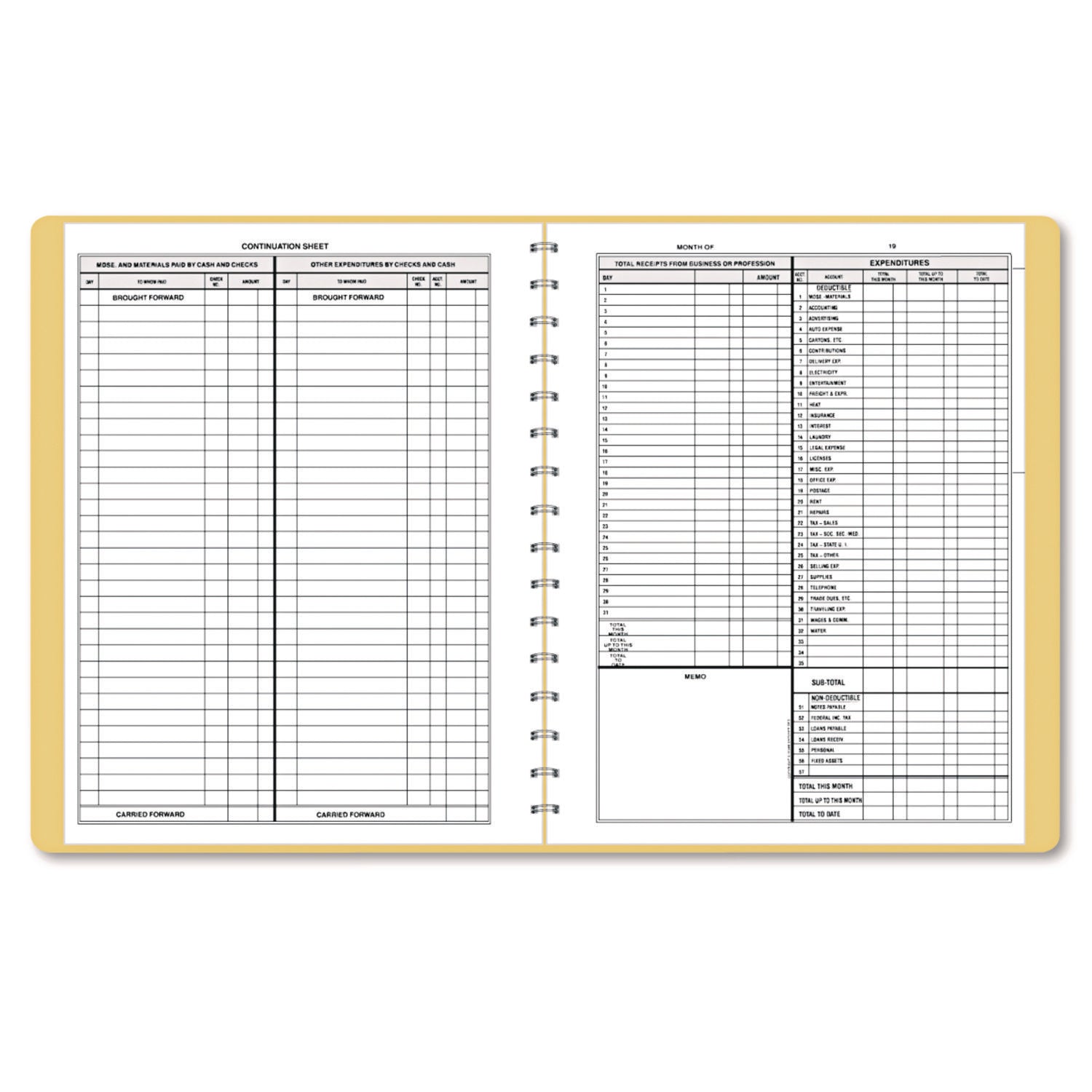 Dome Bookkeeping Record Book - 128 Sheet(s) - Wire Bound - 8.75" x 11.25" Sheet Size - White Sheet(s) - Beige Cover - Recycled - 1 Each