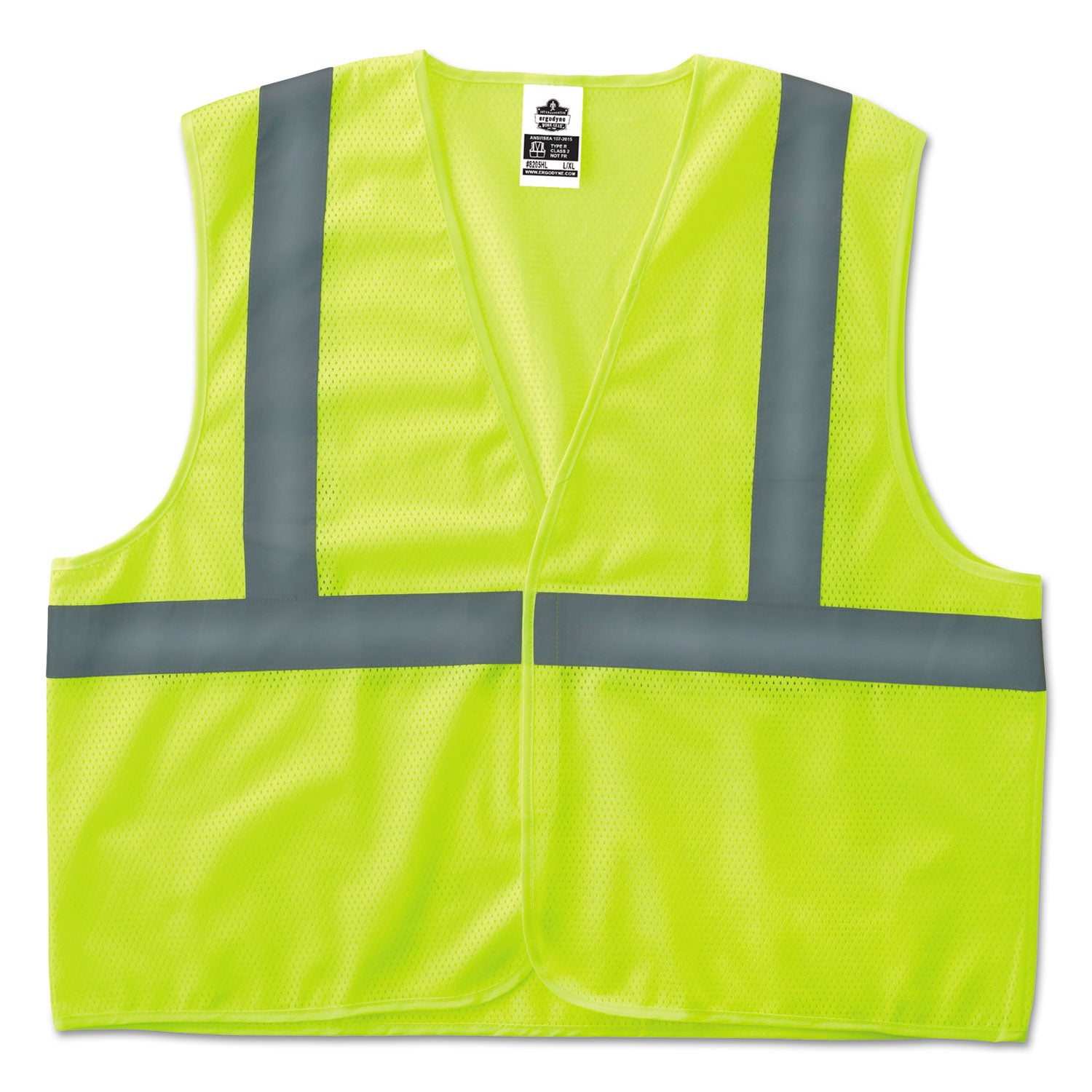 Ergodyne Class 2 Lime Super Econo Vest - 2-Xtra Large/3-Xtra Large - Lime - Reflective, Machine Washable, Lightweight, Hook & Loop Closure - 1 Each