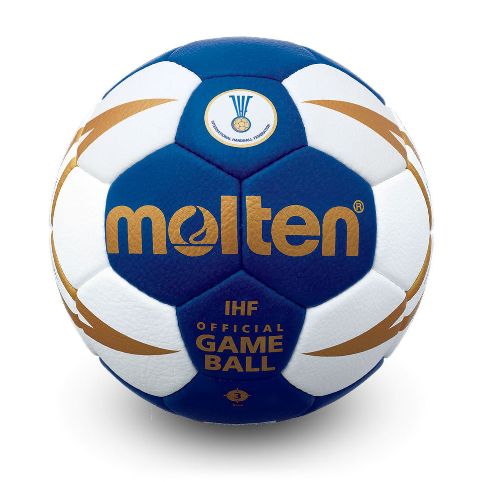 Elite Competition Handball IHF Approved, Premium PU, High Density Latex Bladder, Blue/White, Size 2