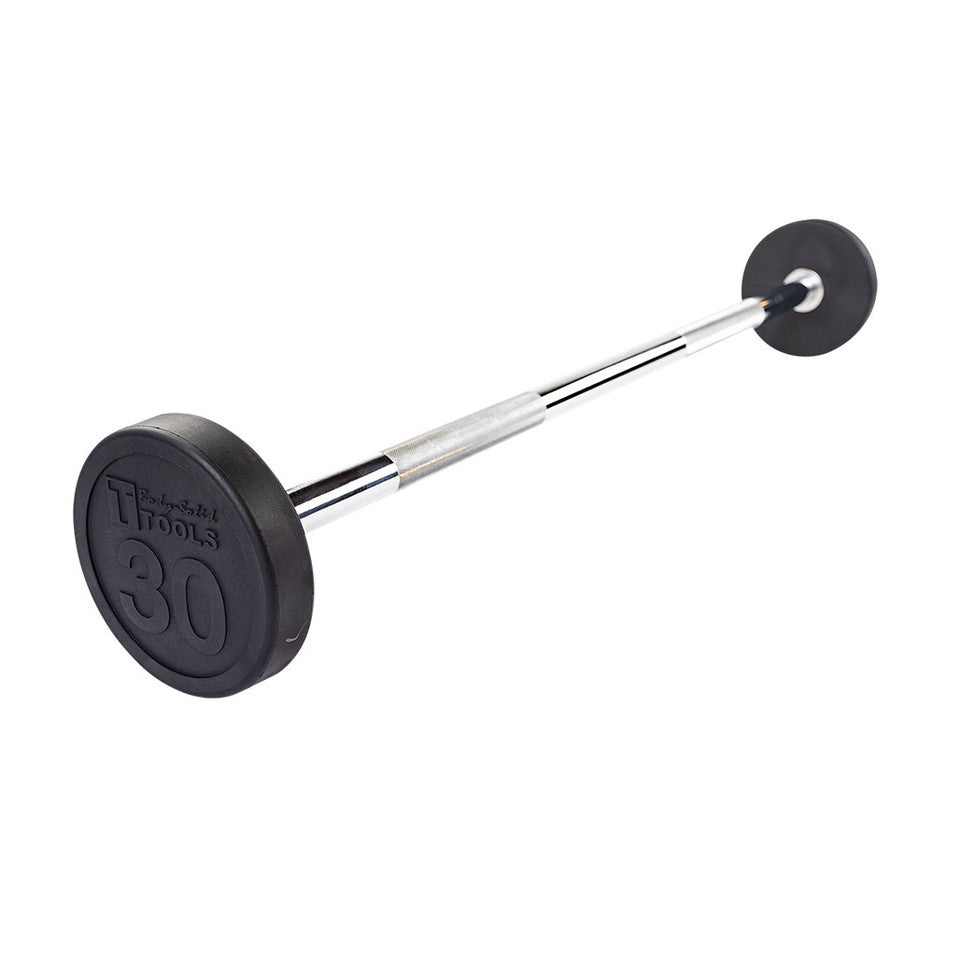 Rubber Coated Fixed Straight Barbell, 30Lb