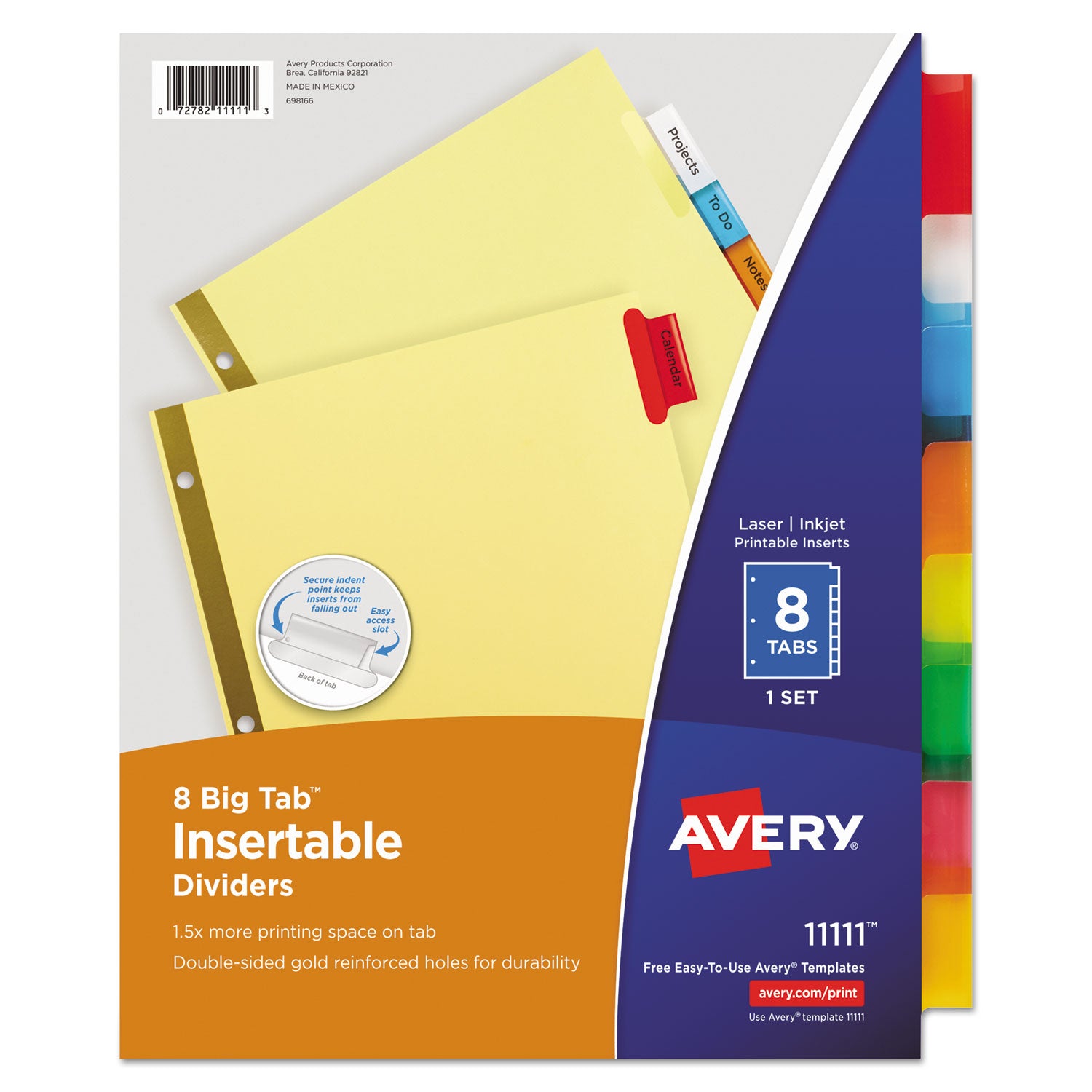 Big Tab™ Insertable Dividers, Buff Paper, 8-Tab Set, Multicolor