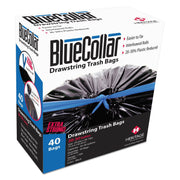 BlueCollar 30-gallon Drawstring Trash Bags - 30 gal Capacity - 34" Length x 30" Width x 1 mil (25 Micron) Thickness - Drawstring Closure - Black - Garbage - 40 / Box