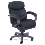 La-Z-Boy ComfortCore Chair, Black, Memory Foam Seat, Bonded Leather, Mid Back, Wood Armrests, 1 Each