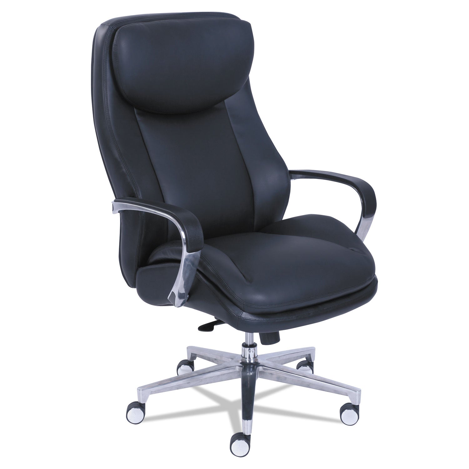 La-Z-Boy ComfortCore Chair, Black, Gel Memory Foam Seat, High Back, 5-Star Aluminum Base, Bonded Leather, 1 Each