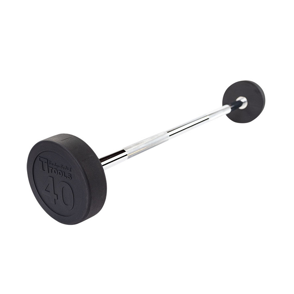 Rubber Coated Fixed Straight Barbell, 40Lb