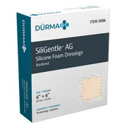 SiliGentleAG - Silicone Bordered Foam Dressing, 6" x 6" - 10 pcs per Box/5 boxes per Case