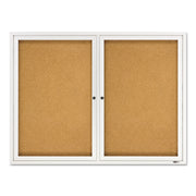 Quartet Enclosed Bulletin Board for Indoor Use - 36" Board Height x 48" Board Width - Brown Natural Cork Surface - Hinged, Self-healing, Shatter Proof, Rounded Corner, Durable - Silver Aluminum Frame - 1 Each