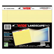 Roaring Spring Wide College Ruled Landscape Legal Pad, 40 Sheets, 80 Pages, 11" x 9.5", Canary Paper, Red Margin, Black Stapled/Tapebound, Recycled, 1 Each
