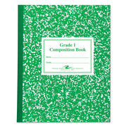 Roaring Spring Grade School Ruled Marble Flexible Cover Composition Book, 50 Sheets, 100 Pages, 9 3/4" x 7 3/4", White Paper, Green Marble Cover, 1 Each