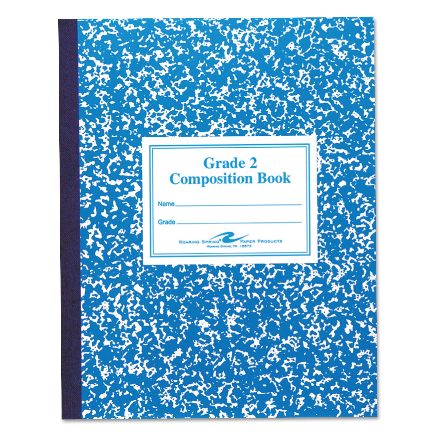 Roaring Spring Grade School Ruled Marble Flexible Cover Composition Book, 50 Sheets, 100 Pages, 9 3/4" x 7 3/4", Blue Marble Cover, Red Binding, 1 Each