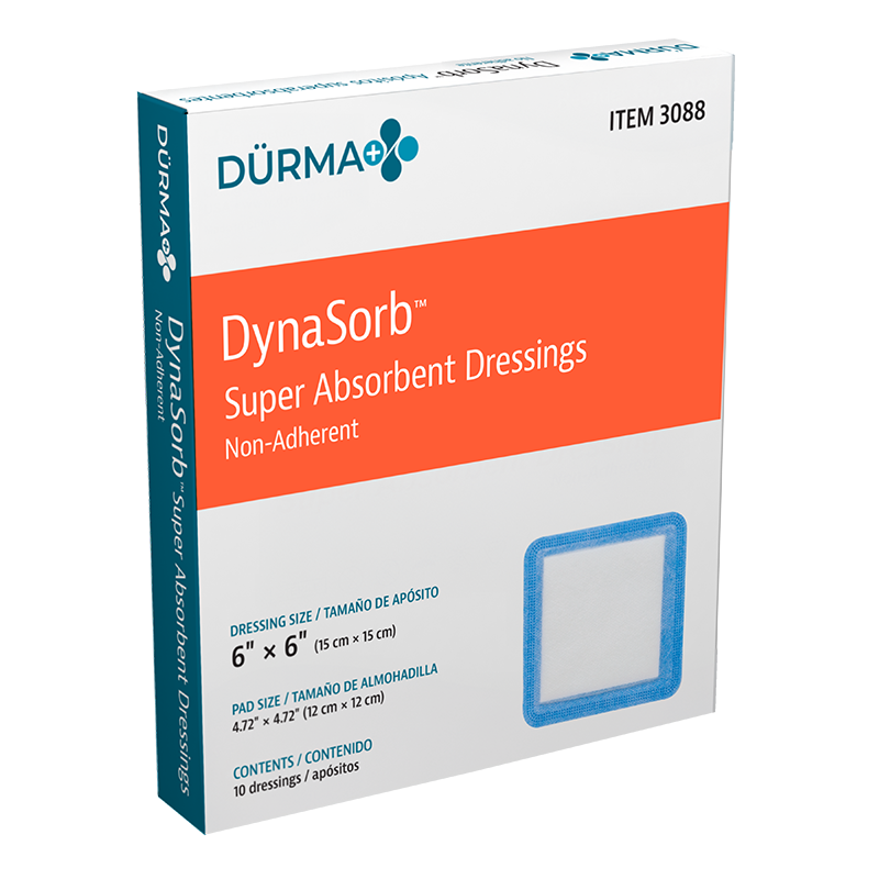 DynaSorb - Super Absorbent Dressing, Non-Adherent, 6" x 6" - 10 pcs per Box/12 boxes per Case