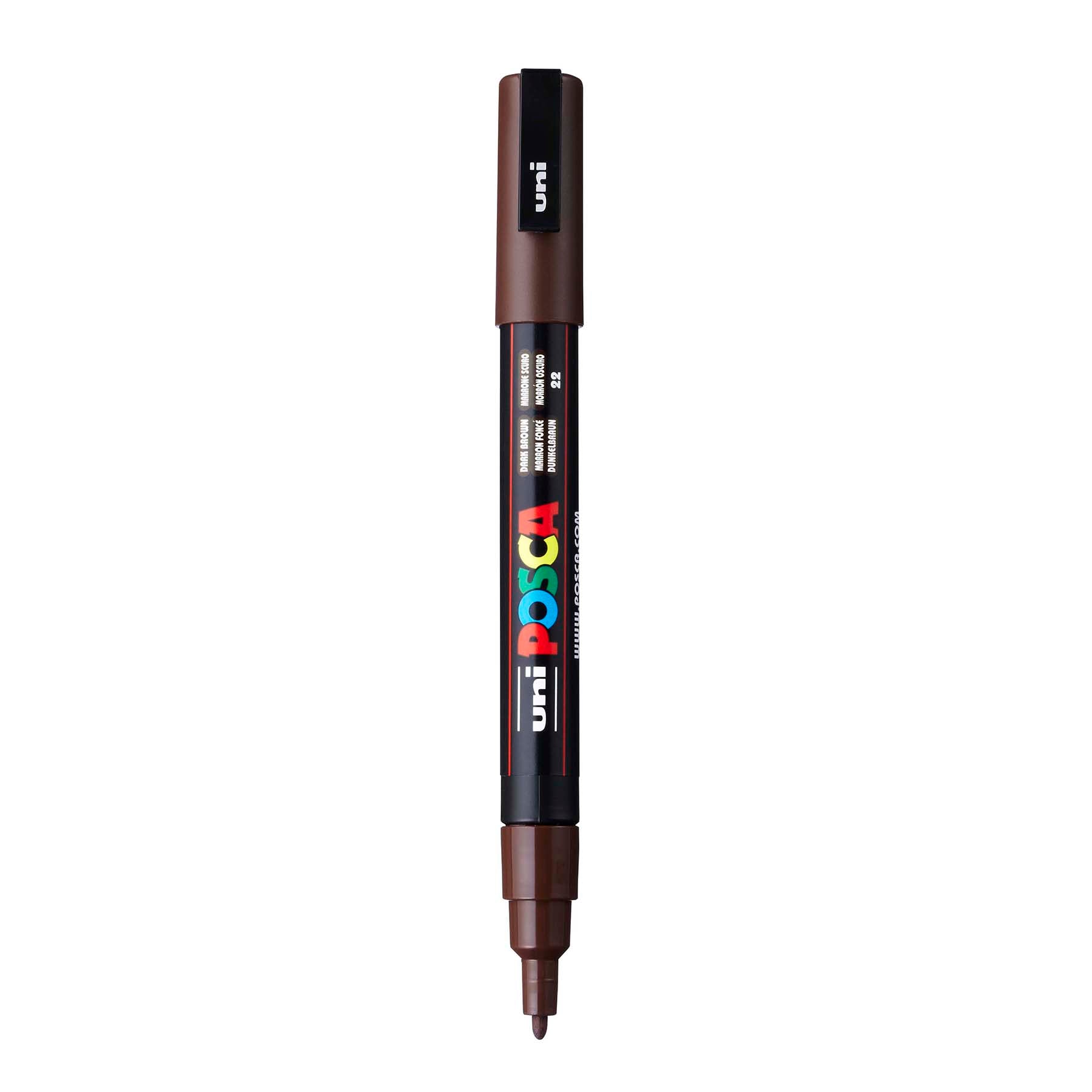 uni® POSCA PC-3M Water-Based Paint Markers, Reversible Fine Tip (0.9-1.3mm), Dark Brown