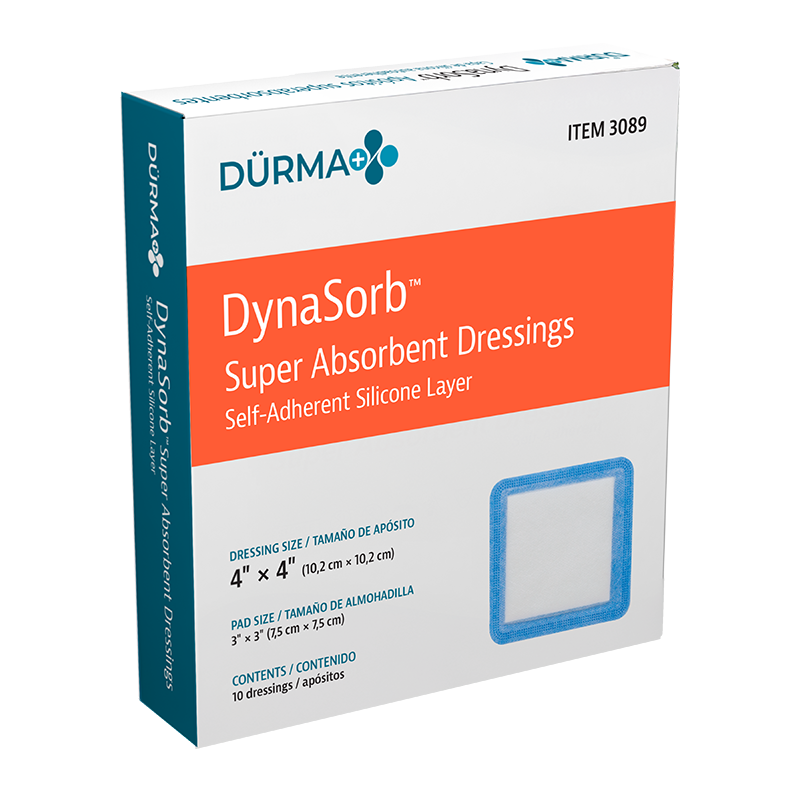 DynaSorb - Super Absorbent Dressing, Self-Adherent, 4" x 4" - 10 pcs per Box/12 boxes per Case