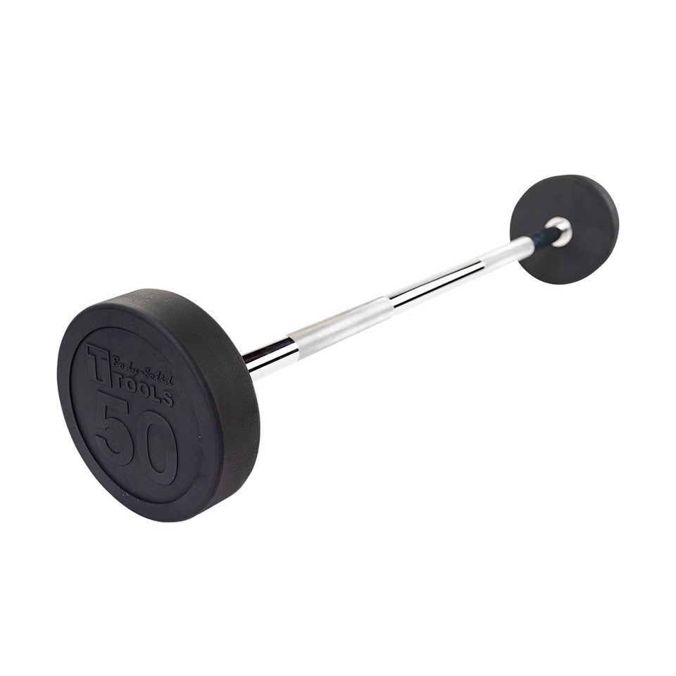 Rubber Coated Fixed Straight Barbell, 50Lb