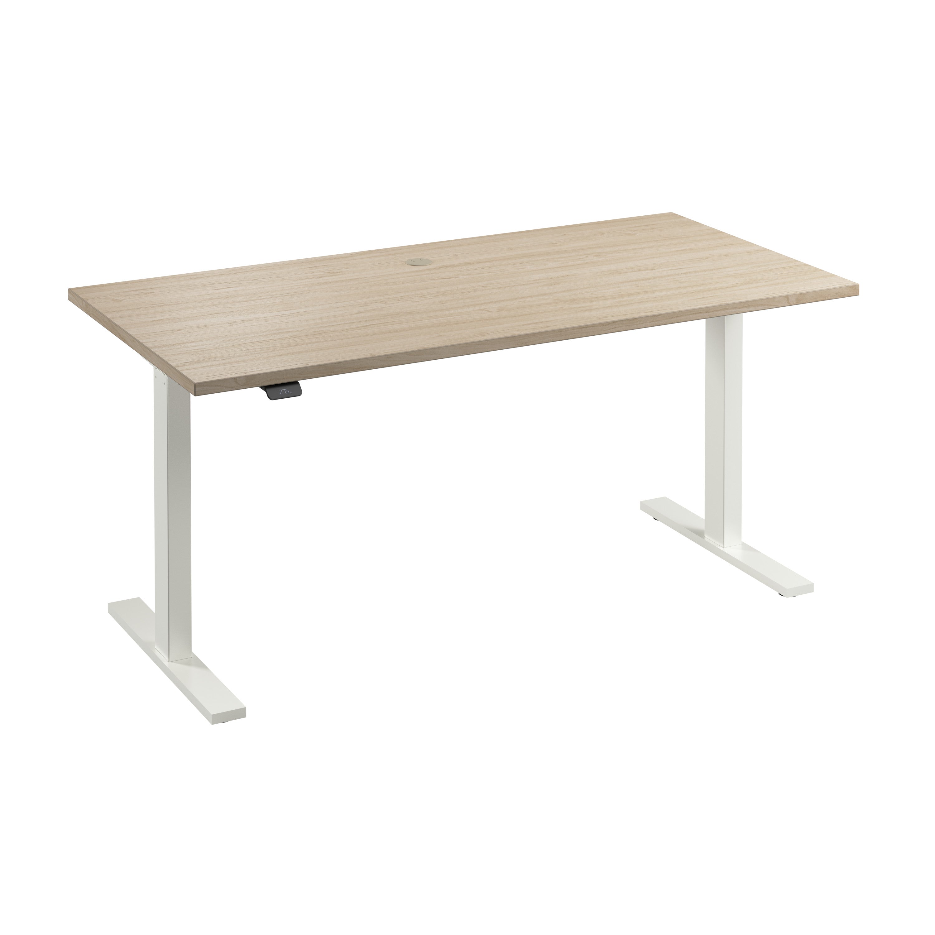 Bush Business Furniture Move 60 Series 60W x 30D Electric Height Adjustable Standing Desk in Natural Elm with White Base - 59.45" Width x 29.37" Depth x 27.44" Height