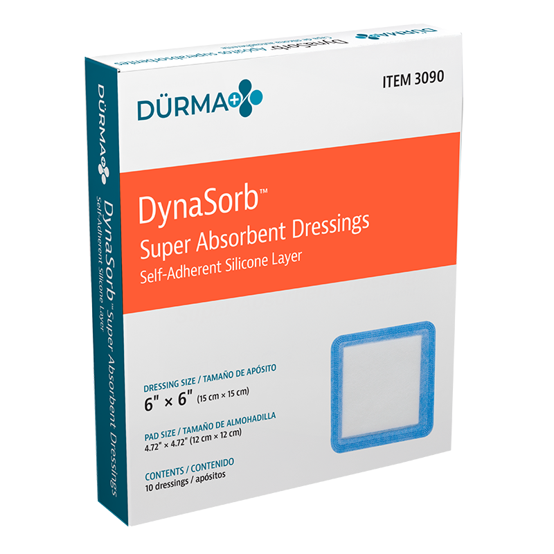 DynaSorb - Super Absorbent Dressing, Self-Adherent, 6" x 6" - 10 pcs per Box/12 boxes per Case