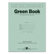 Green Books Exam Books, Wide/Legal Rule, Green Cover, (8) 11 X 8.5 Sheets
