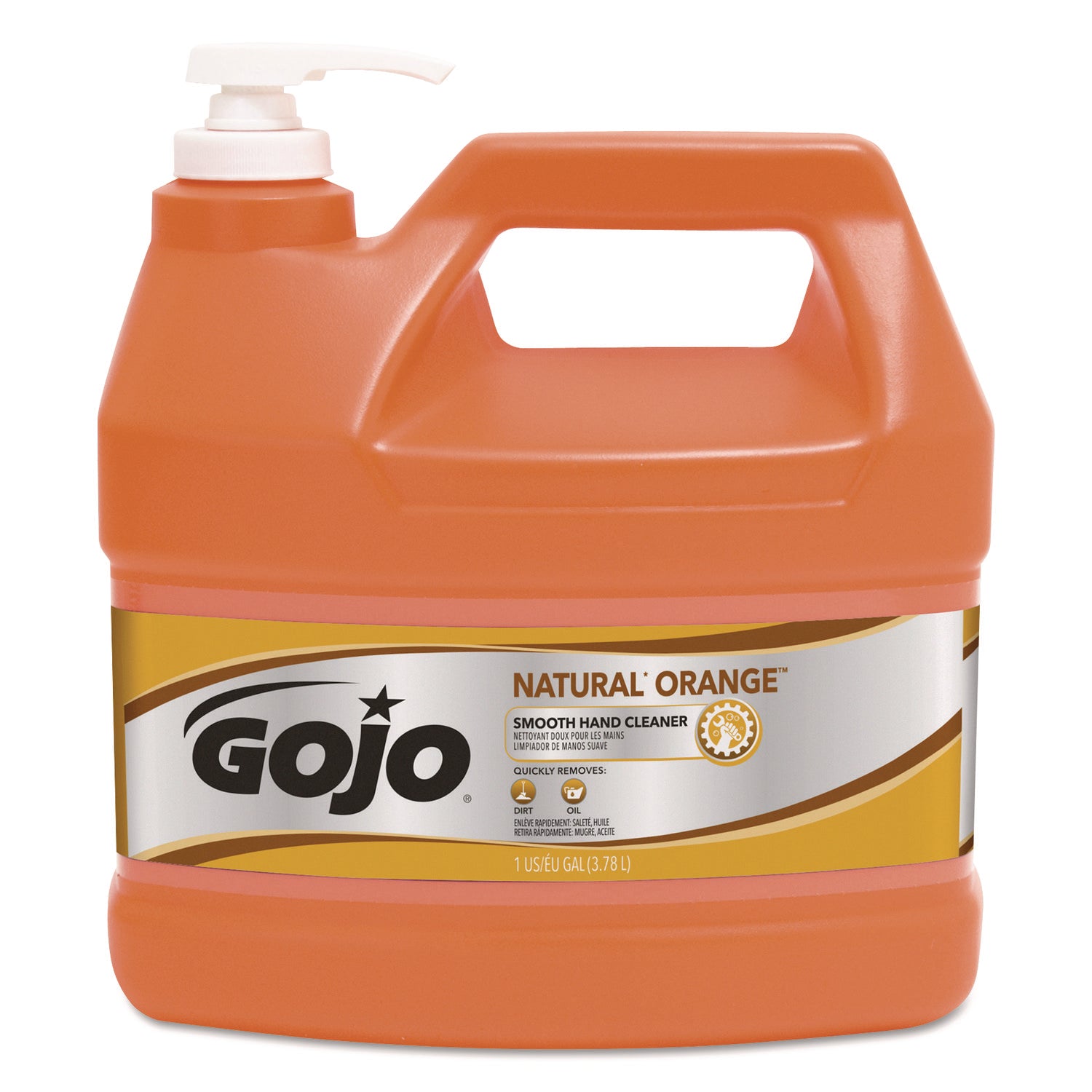 Gojo&reg; Natural Orange Smooth Hand Cleaner - Citrus Scent - 1 gal - Pump Bottle Dispenser - Soil Remover, Dirt Remover, Grease Remover - Hand - Orange - 1 Each