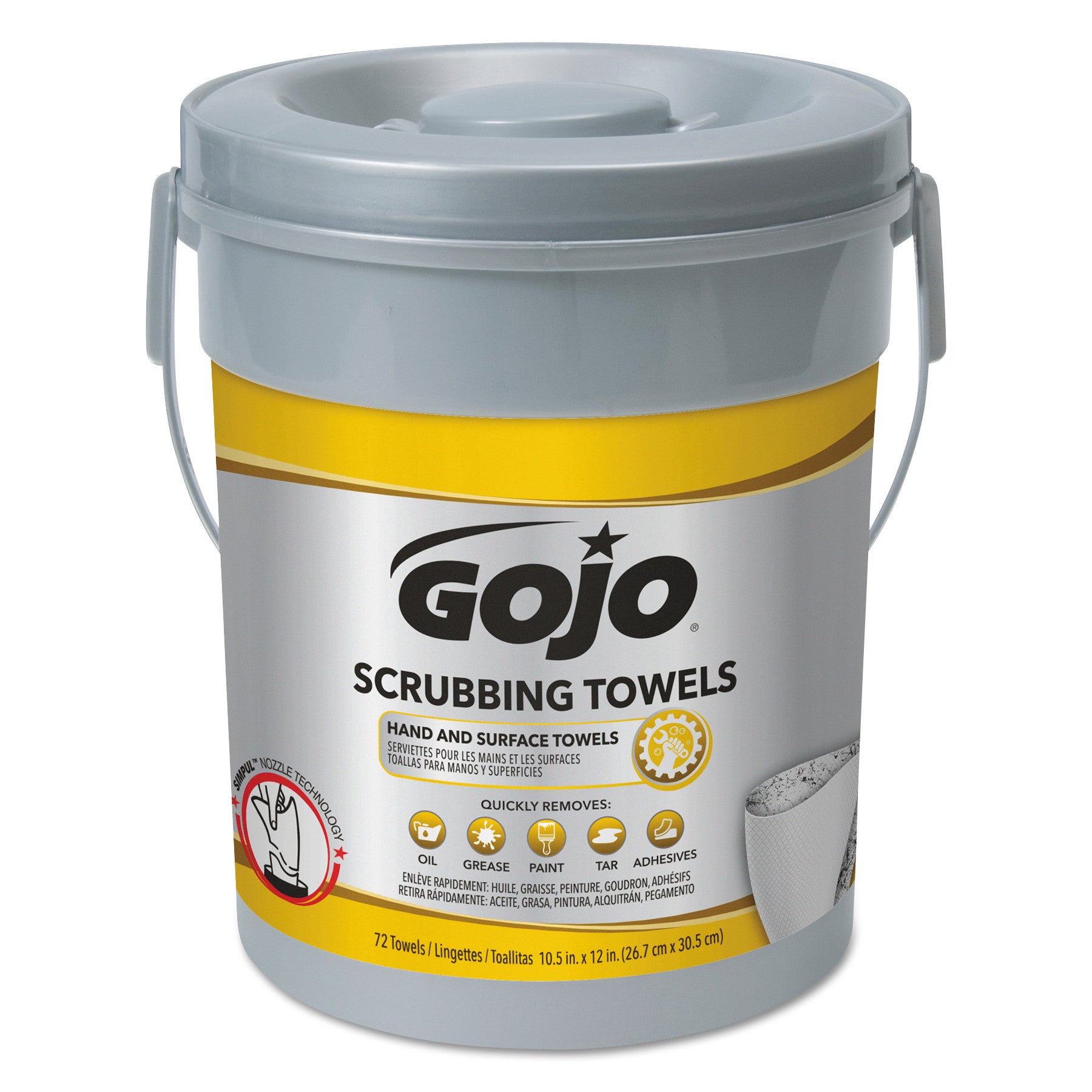 Gojo&reg; Scrubbing Towels - 10.50" Width x 13" Length - White - 72/Tub - 1 Each