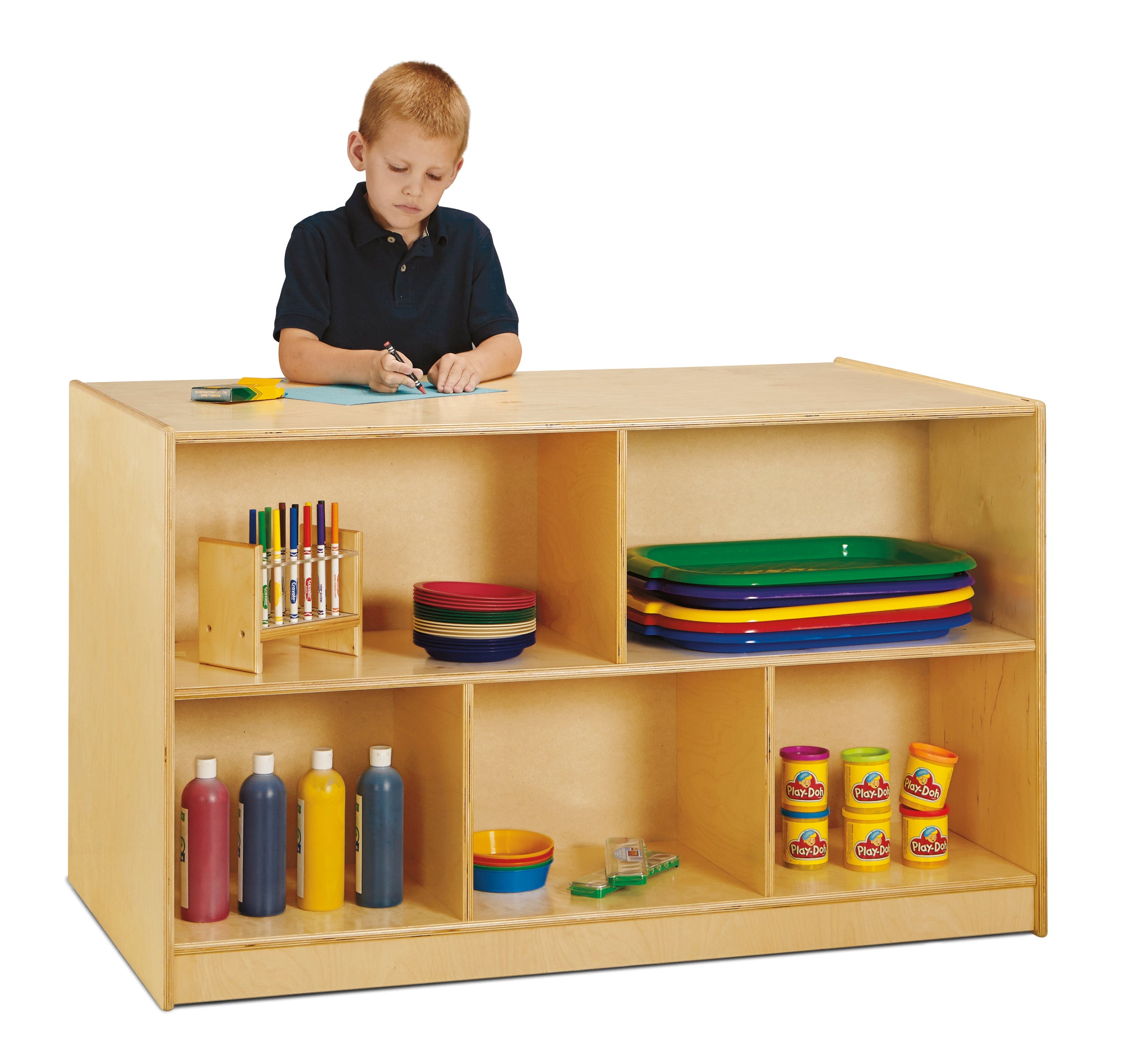 Jonti-Craft® Double-Sided Island – Single + 20 Cubbie-Tray - with Clear Trays