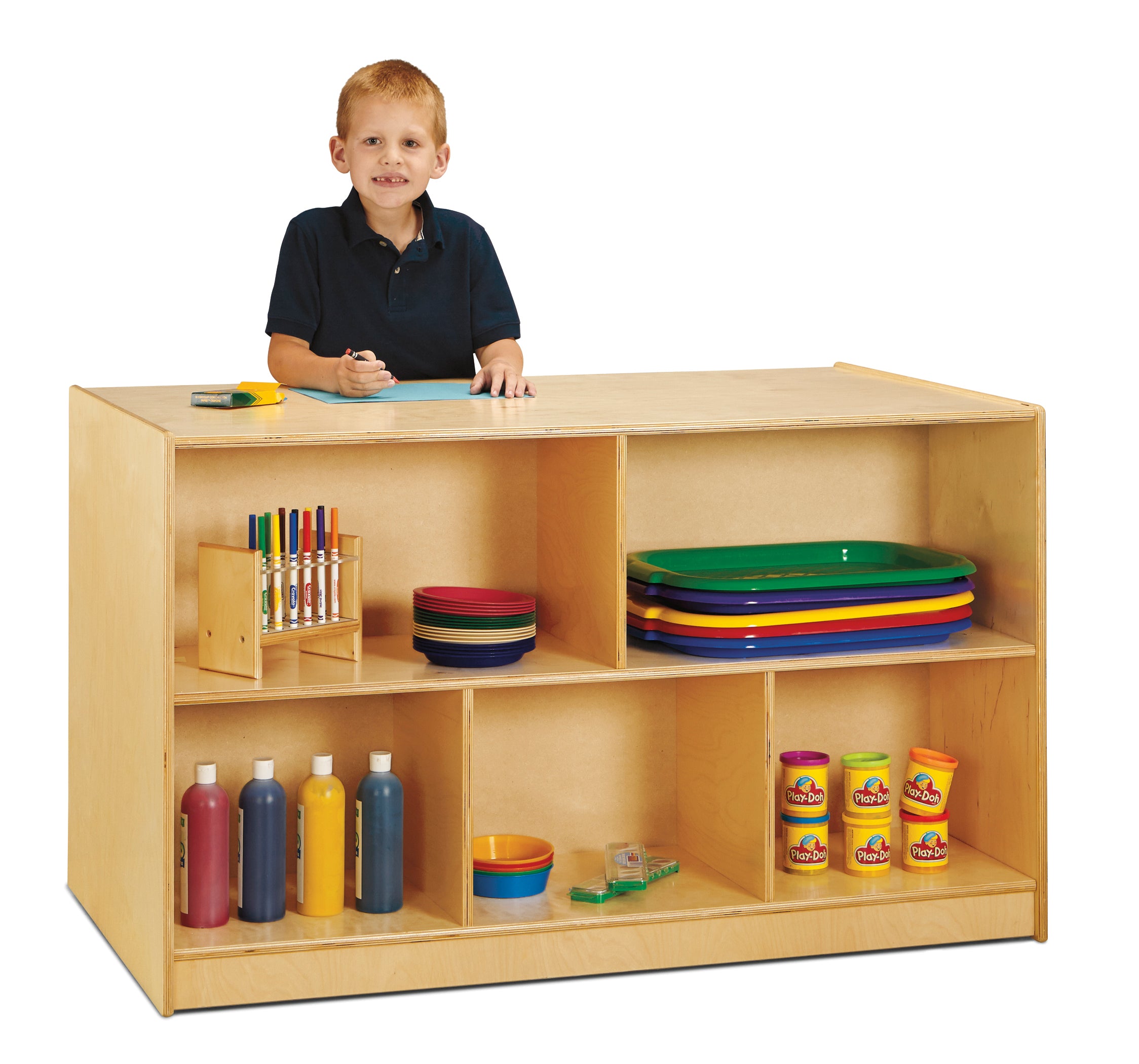 Jonti-Craft® Double-Sided Island – Single + 20 Cubbie-Tray - without Trays