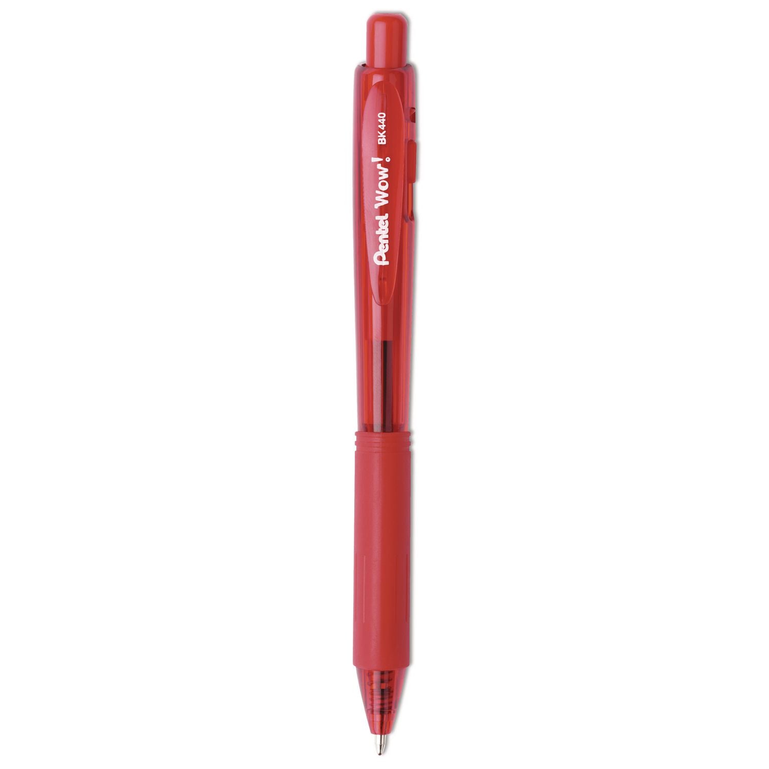 Pentel WOW! Retractable Ballpoint Pens - 1 mm Medium Pen Point - Retractable - Red Ink - Red Barrel - 1 Dozen