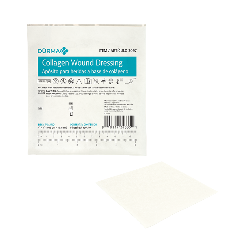 DynaCol Collagen Wound Dressing, 4” x 4” - 10 pcs per Box/10 Boxes per Case