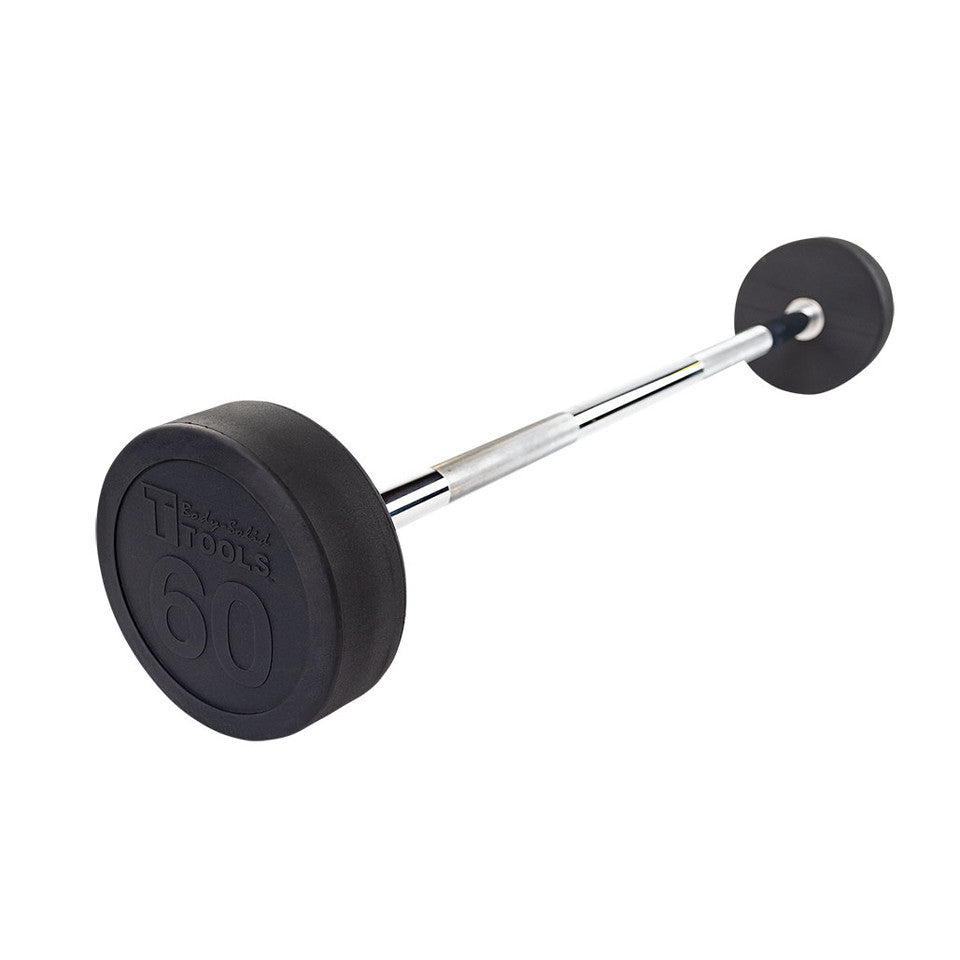 Rubber Coated Fixed Straight Barbell, 60Lb