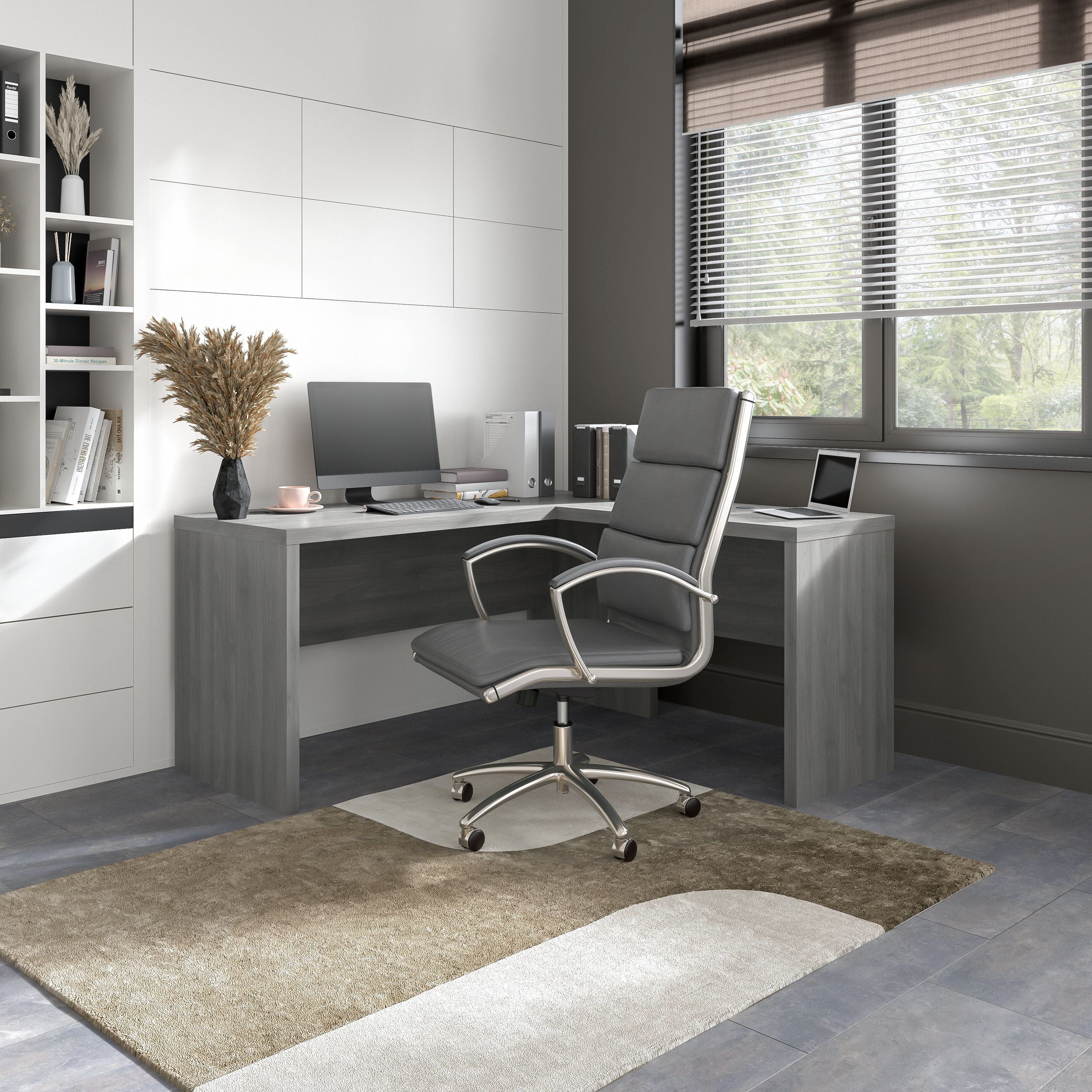 Bush Business Furniture Echo L Shaped Desk in Modern Gray - 60" Width x 59.84" Depth x 30" Height