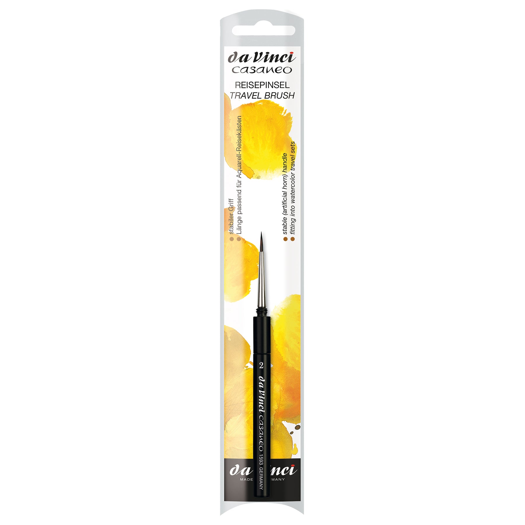 CASANEO Travel Pocket Brush, Extra Soft Synthetic, Watercolor, Round, Series 1593TP, Size 2