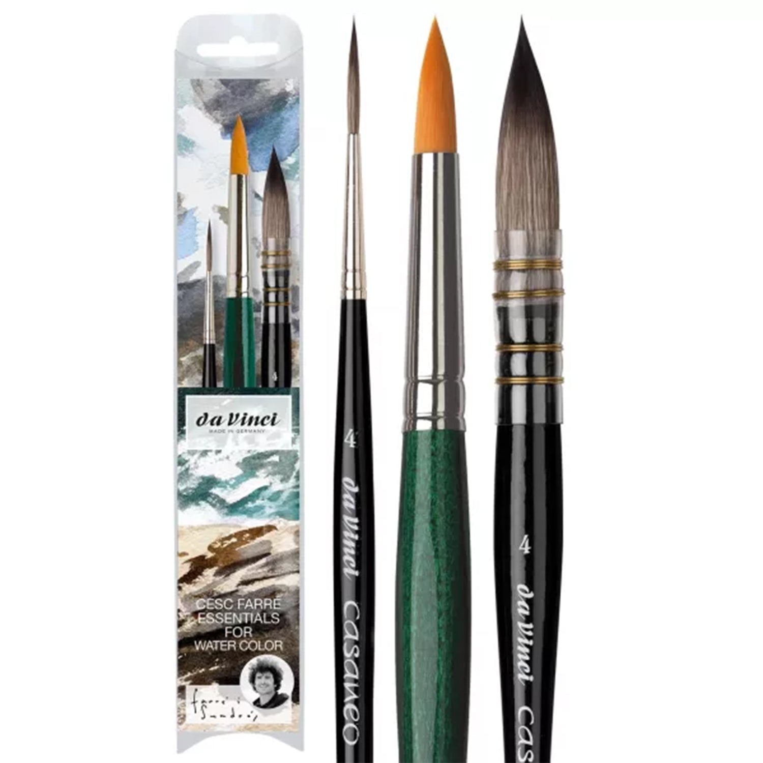 Artist Signature Collection by Cesc Farré, Watercolor Brushes, Assorted, 3 Brush Set