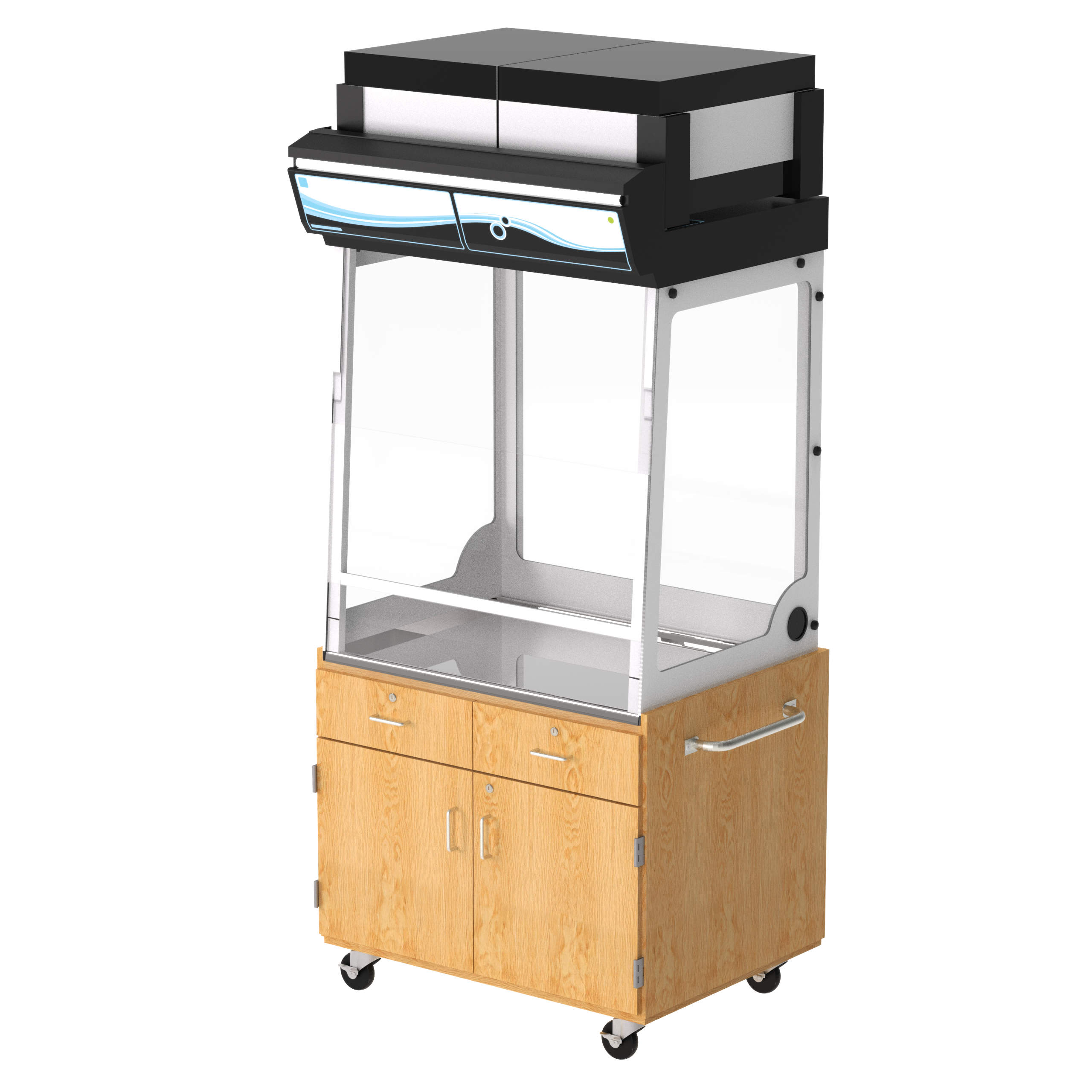 Large Mobile Fume Hood Cabinet W/Fume Hood,Oak