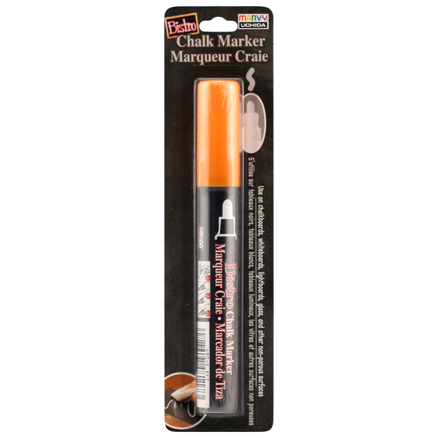 Bistro Chalk Marker Broad Tip, 480F-S, Fluorescent Orange