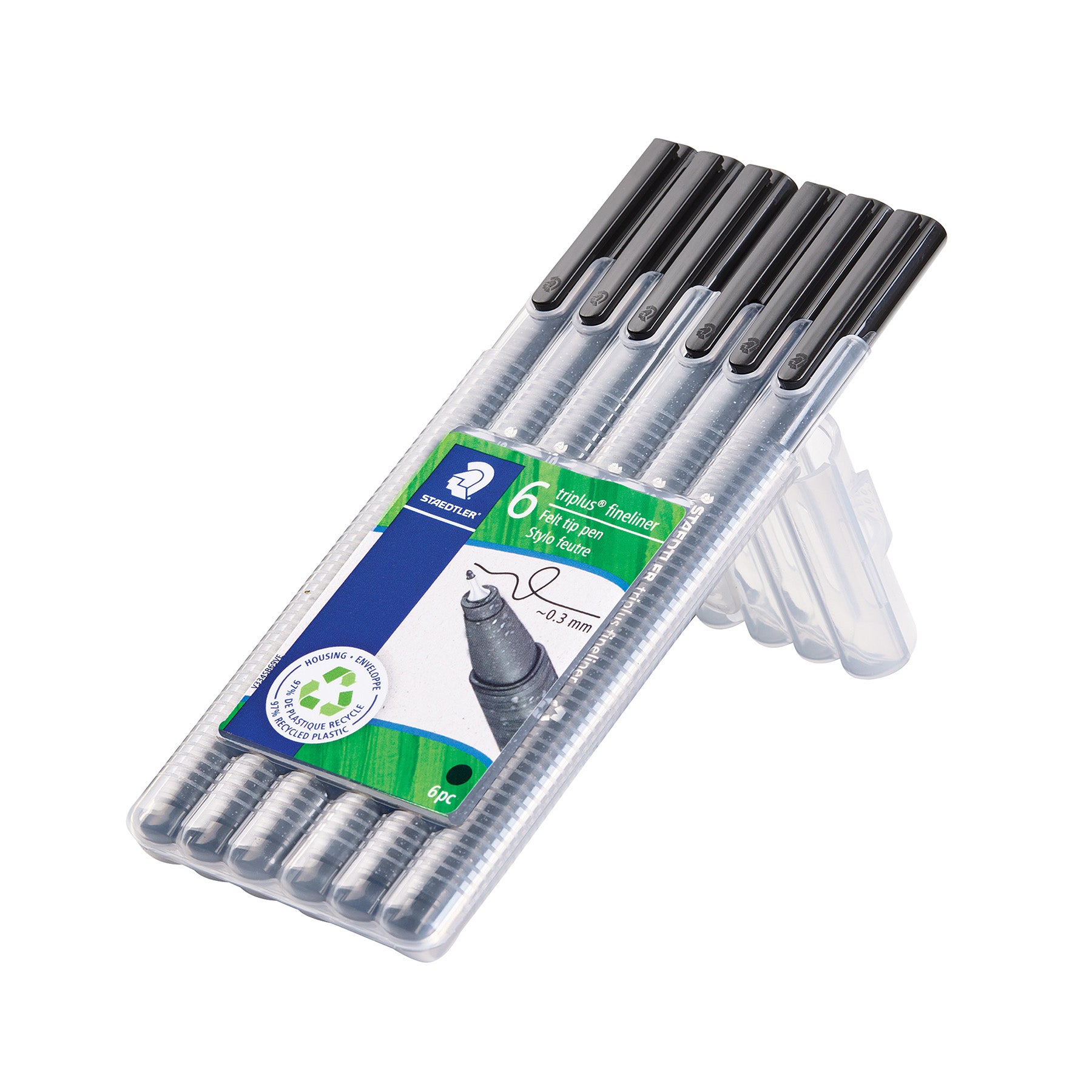 Triplus® Fineliner Pens, Superfine 0.3 mm, Black, Pack of 6