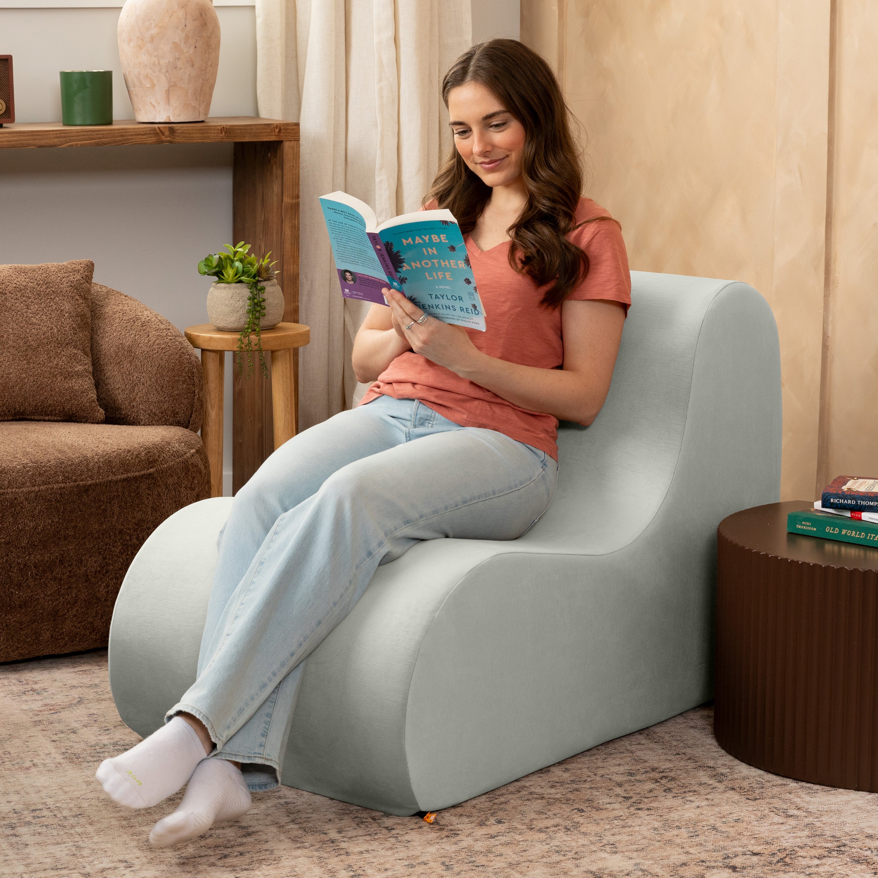 Jaxx Uptown Large Modern Armless Accent Chair, Ice