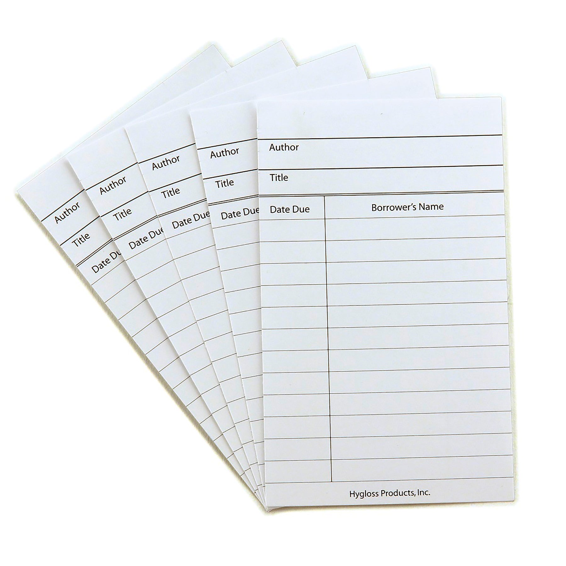 150 Library Pockets and 150 Library Cards, White