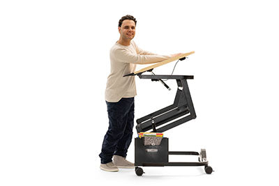 Rifton Adaptive Desk with Casters, Tilt, Maple Top with Raised Edge, Elbow Supports, Side Storage Box, Anti-tip Rollers, Device Mount Adapter, and Slide on Ledge