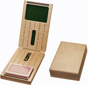 2 Track Foldable Travel Cribbage Set w/ Storage, Cards & Metal Pegs - Solid Wood
