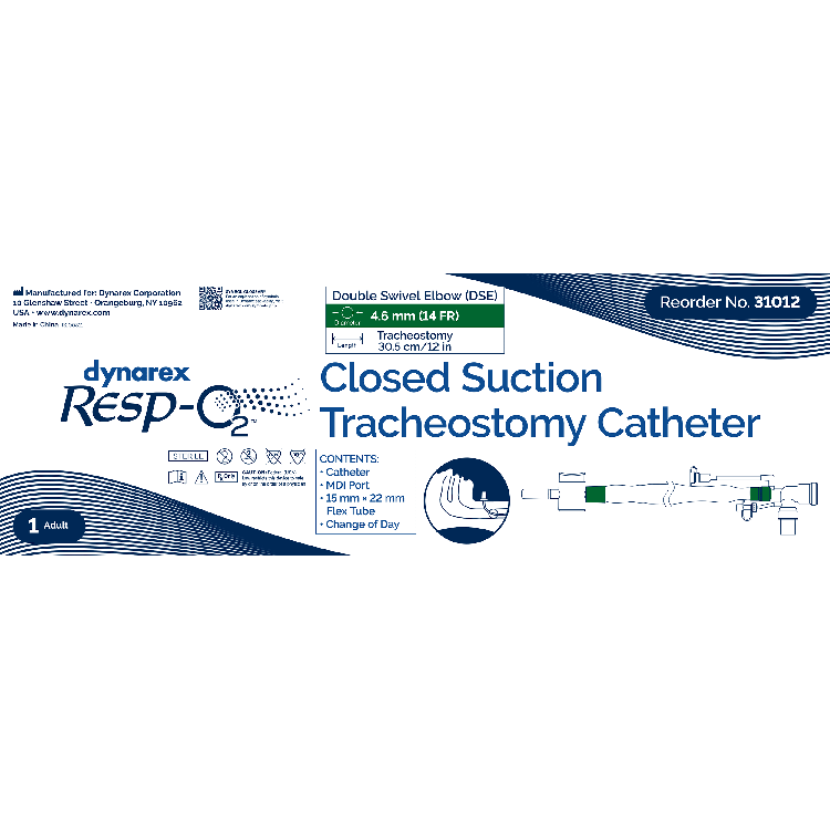 Closed Suction Tracheal Catheter w/ Double Swivel Elbow, 14FR - 10 pcs per Box/2 Boxes per Case