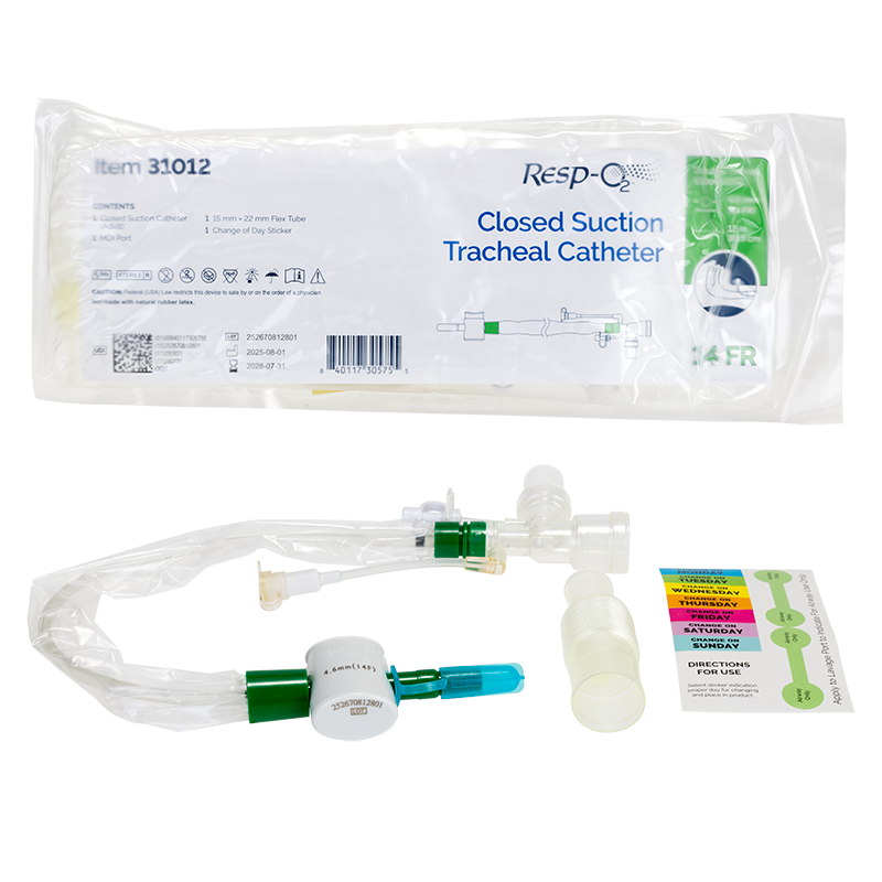 Closed Suction Tracheal Catheter w/ Double Swivel Elbow, 14FR - 10 pcs per Box/2 Boxes per Case