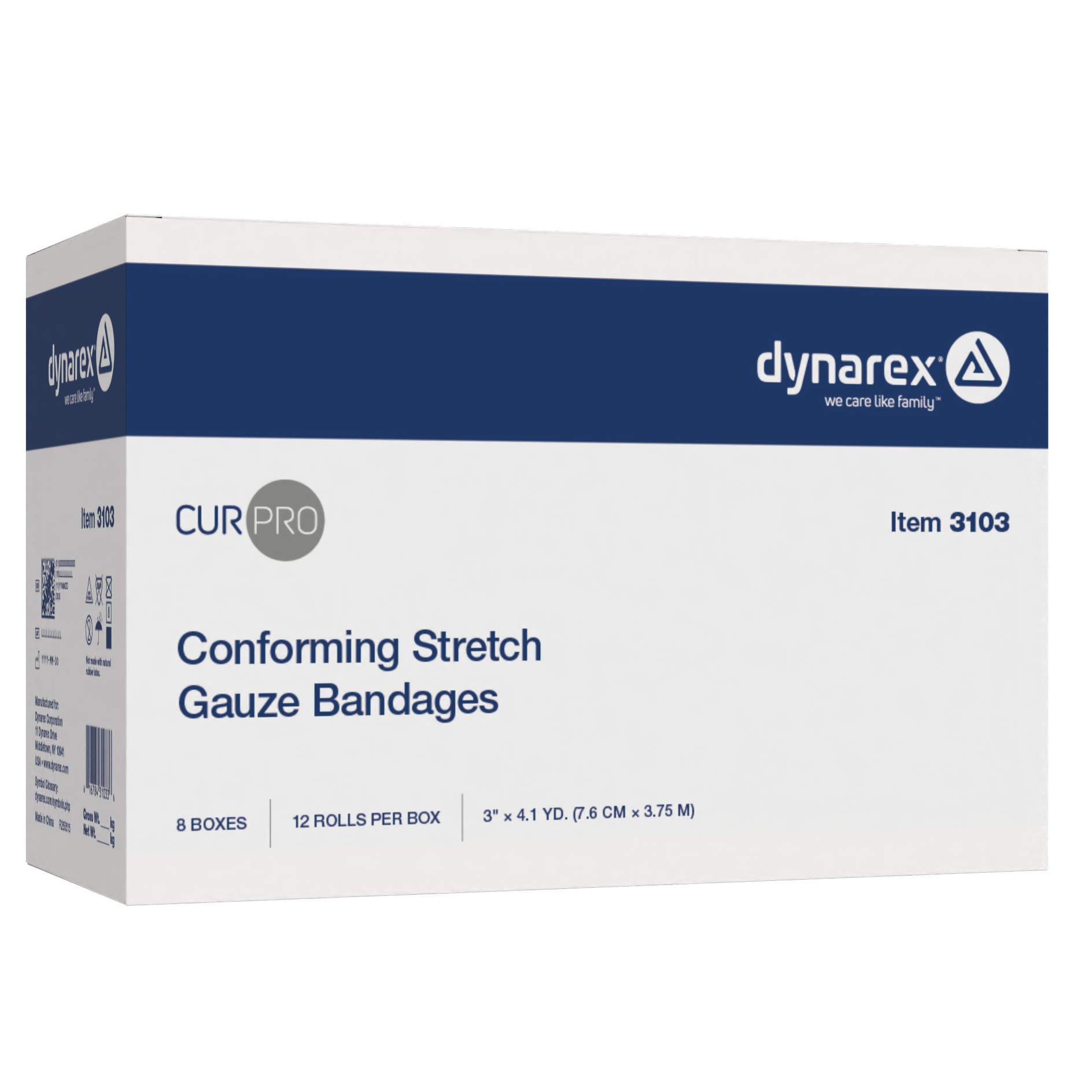 Conforming Stretch Gauze Bandage, 3" - 12 pcs per Box/8 boxes per Case