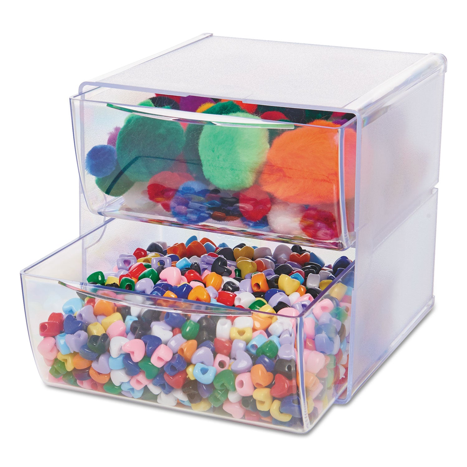 Deflecto Stackable Cube Organizer - 2 Drawer(s) - 6" Height x 6" Width x 7.50" Depth - Desktop - Stackable - Clear - Plastic - 1 Each