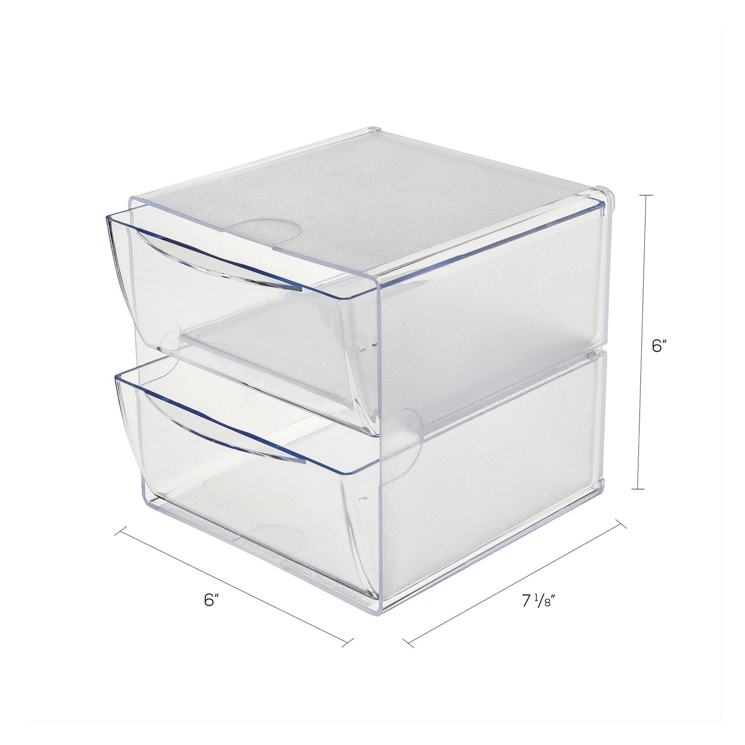 Deflecto Stackable Cube Organizer - 2 Drawer(s) - 6" Height x 6" Width x 7.50" Depth - Desktop - Stackable - Clear - Plastic - 1 Each