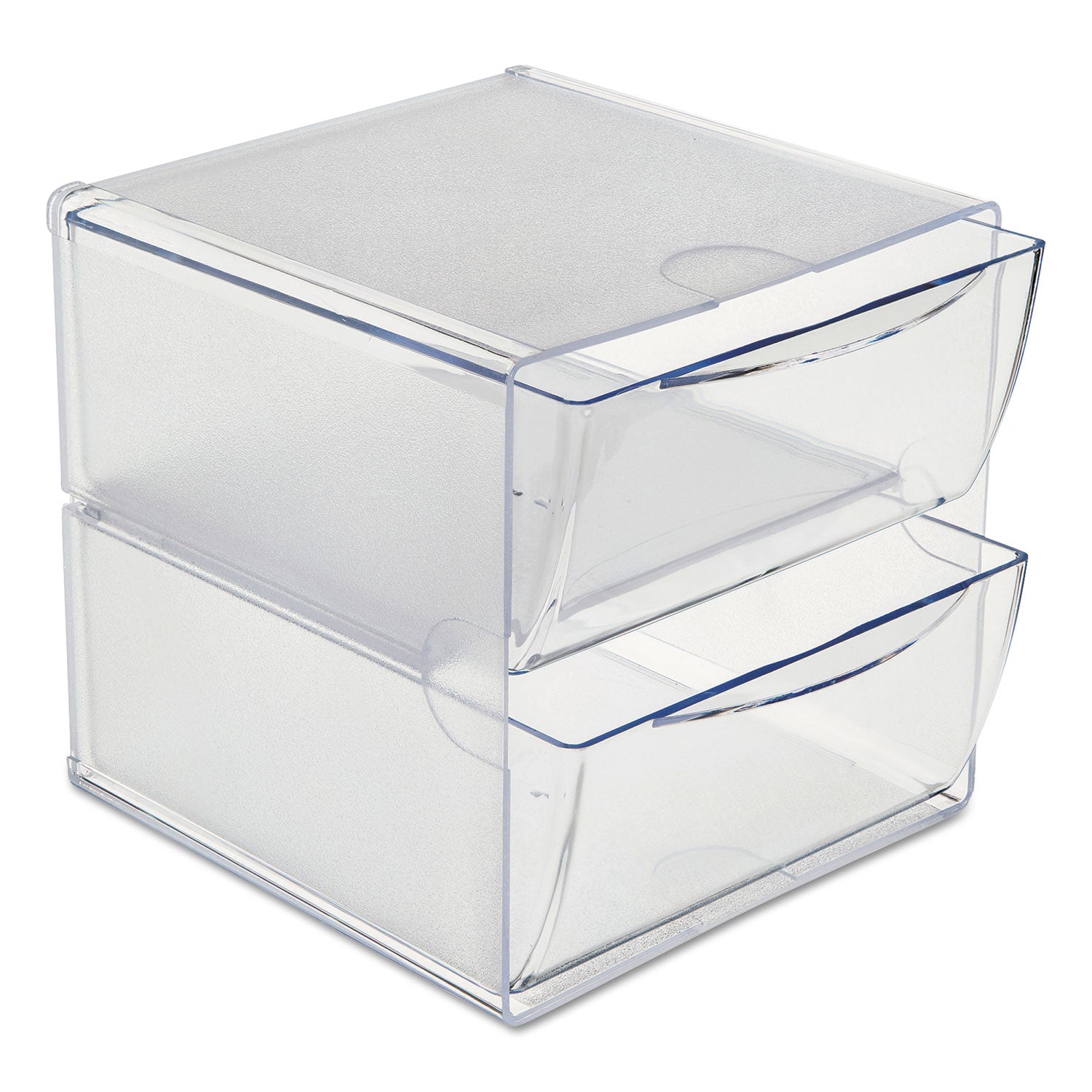 Deflecto Stackable Cube Organizer - 2 Drawer(s) - 6" Height x 6" Width x 7.50" Depth - Desktop - Stackable - Clear - Plastic - 1 Each