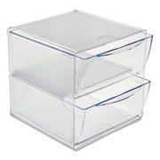 Deflecto Stackable Cube Organizer - 2 Drawer(s) - 6" Height x 6" Width x 7.50" Depth - Desktop - Stackable - Clear - Plastic - 1 Each