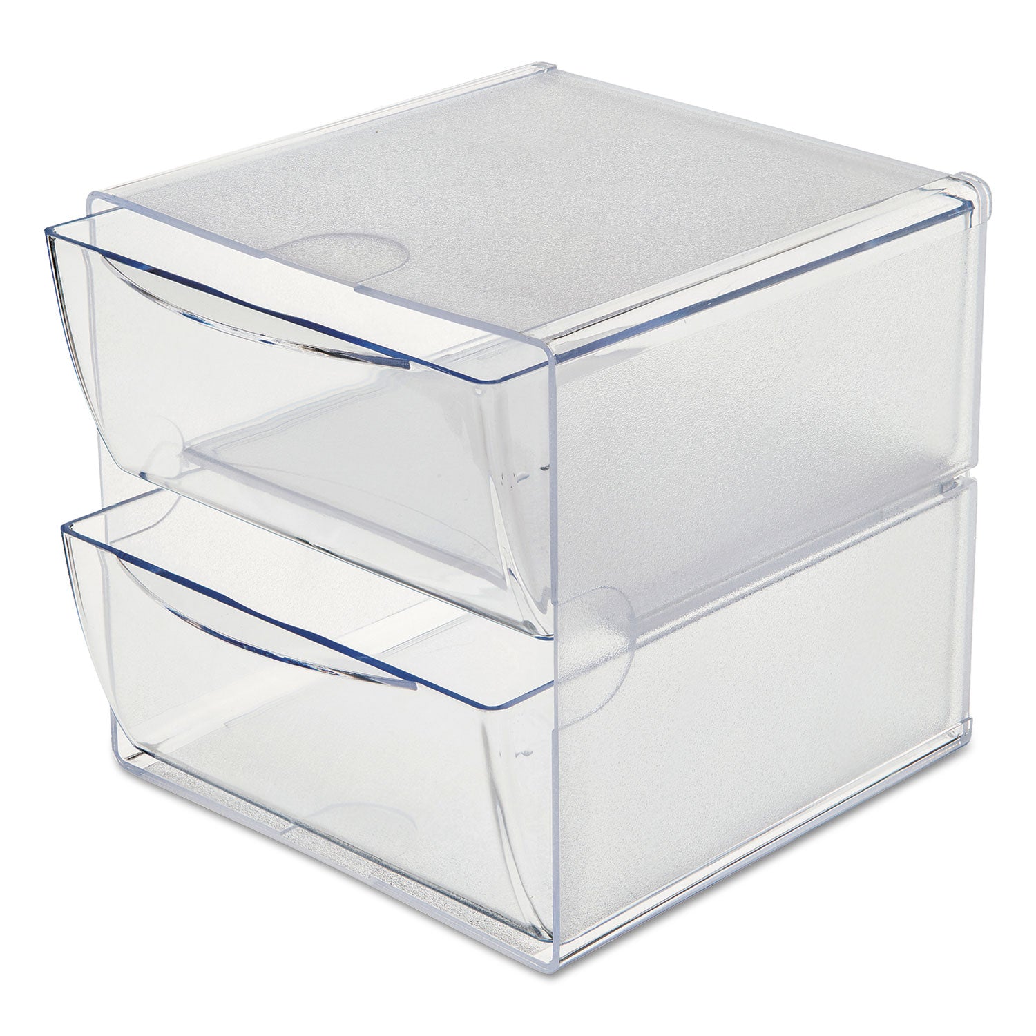Deflecto Stackable Cube Organizer - 2 Drawer(s) - 6" Height x 6" Width x 7.50" Depth - Desktop - Stackable - Clear - Plastic - 1 Each