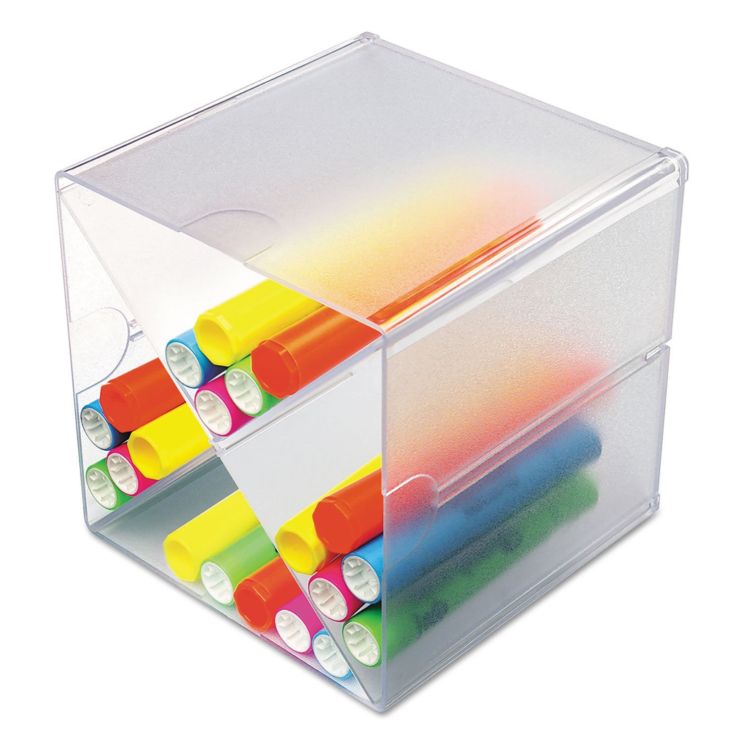 Deflecto Stackable Cube Organizer - 4 Compartment(s) - 6" Height x 6" Width x 7.25" Depth - Desktop - Stackable - Clear - Plastic - 1 Each